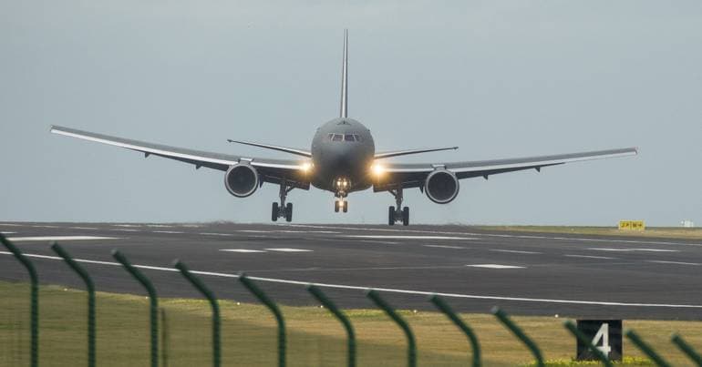 Lajes Air Base with intense movement of US planes