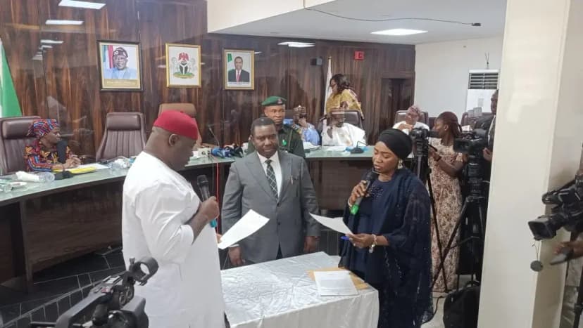 INEC Swears-in Dr. Chukwu Joseph as Resident Electoral Commissioner for Second Term