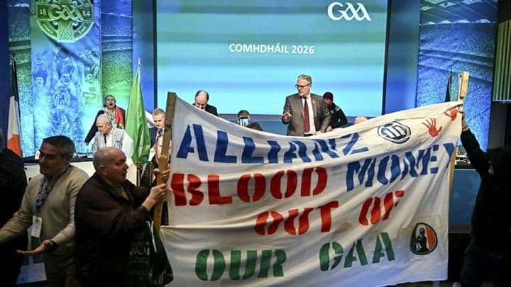 Jarlath Burns gives emotional reaction as GAA Congress interrupted by anti-Allianz protesters at Croke Park