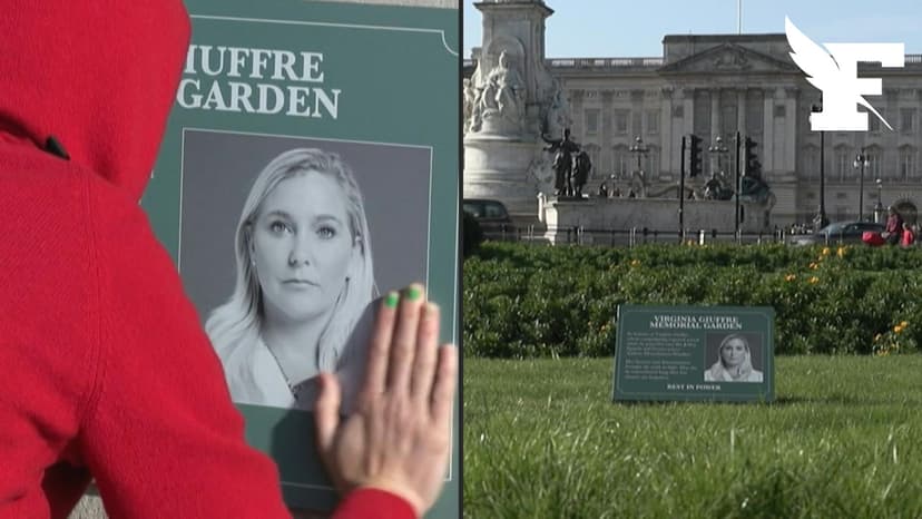 Affaire Epstein : des militants installent des panneaux à la mémoire d’une des victimes devant Buckingham Palace