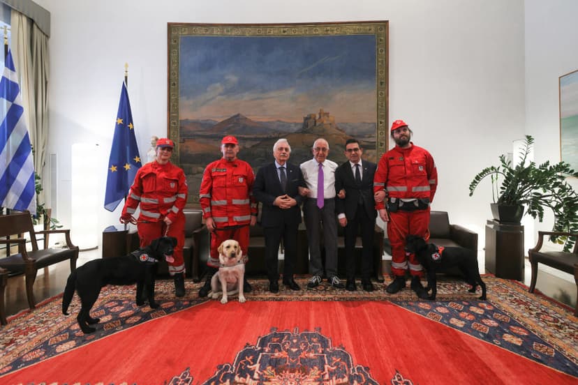 Parliament Donates Rescue Dogs King and Kira to Red Cross