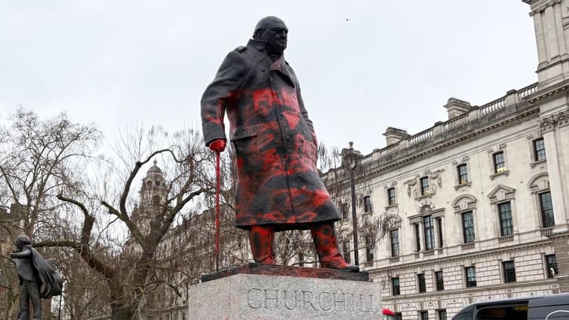 Arrest after Churchill statue defaced with graffiti