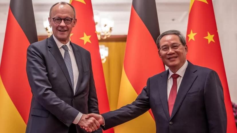 German chancellor lands in Beijing for inaugural China trip