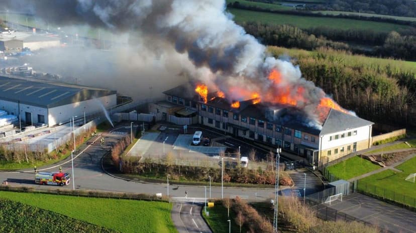 Firefighters Tackle Large School Blaze in Okehampton