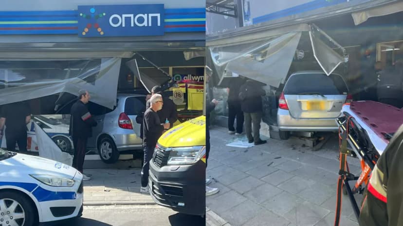 Car crashes into betting shop in Limassol (photos)