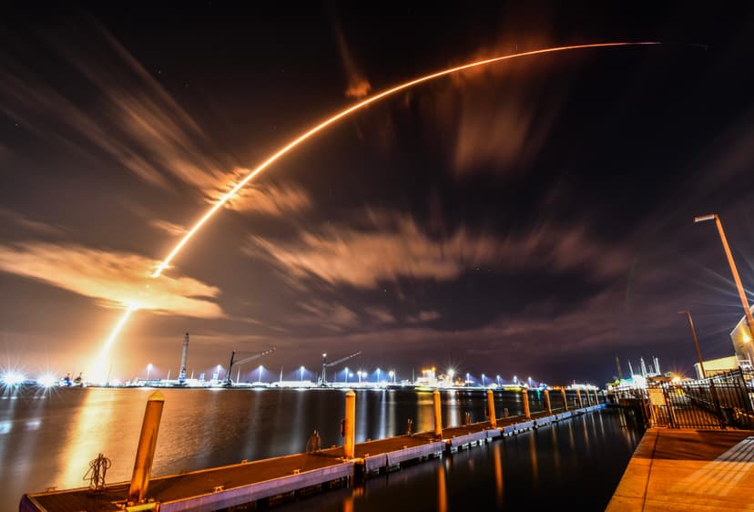 SpaceX Falcon 9 Lights Up Sky During Predawn Starlink Launch
