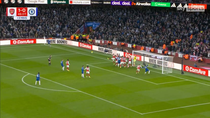 (Video): Reece James’ corner flies in with touch off Arsenal defender to make it 1-1
