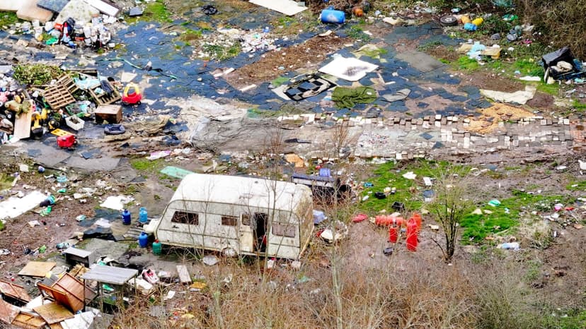 Travellers leave illegal camp in 'war zone' state