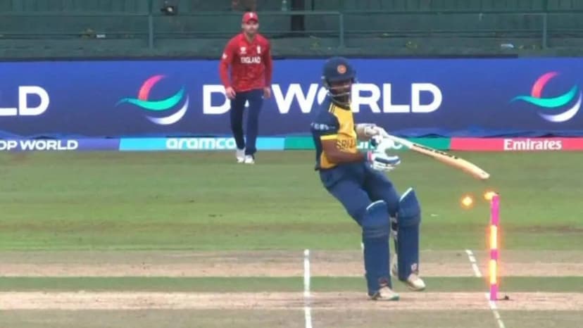 Bizarre! Sri Lanka batter hits his own stumps in SL vs ENG T20 World Cup Super 8 clash - Watch