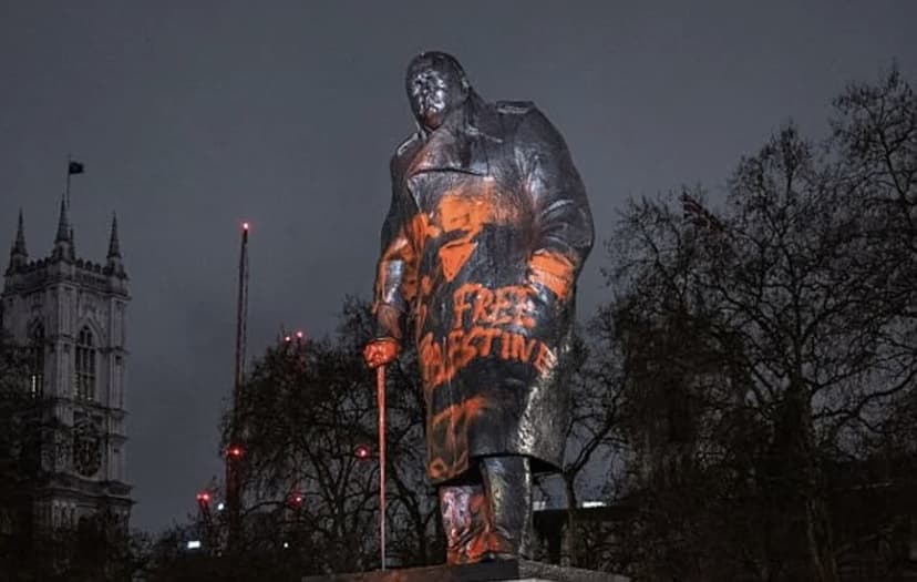 Churchill Statue Vandalized with 'Zionist War Criminal' Graffiti in London