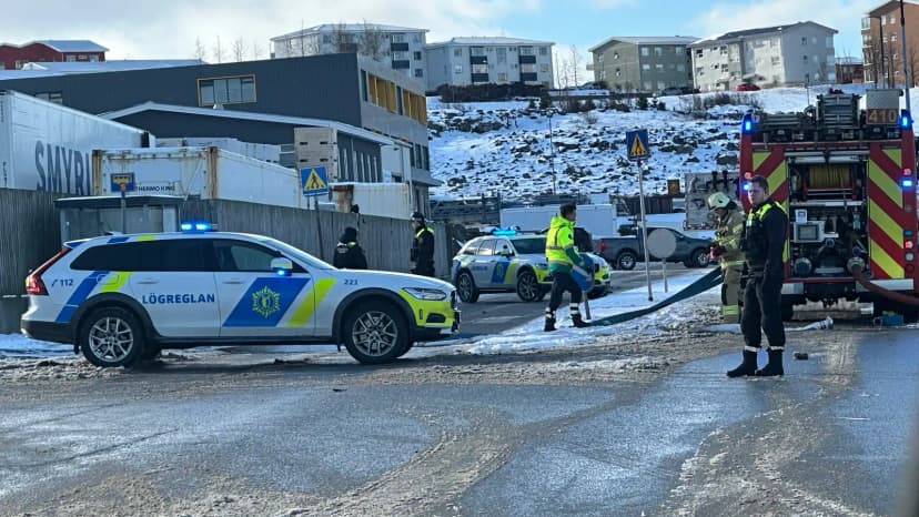 Fire in Industrial Area in Hafnarfjörður, Iceland