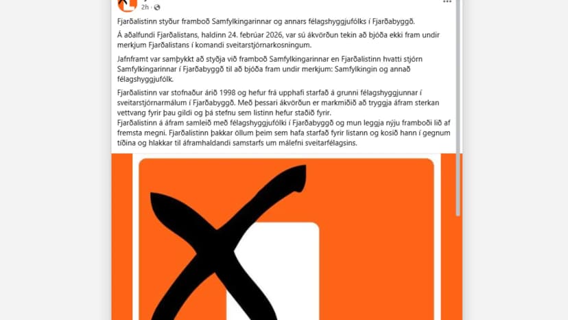 Fjarðalistinn Party Not Running in Fjarðabyggð Municipal Elections, Will Support Social Democrats