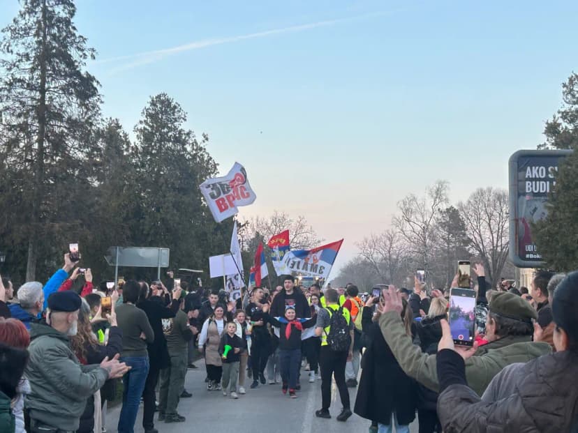 Protest in Savino Selo in support of students and victims of collapsed canopy