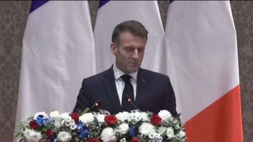 French President Macron Addresses AI Summit in India