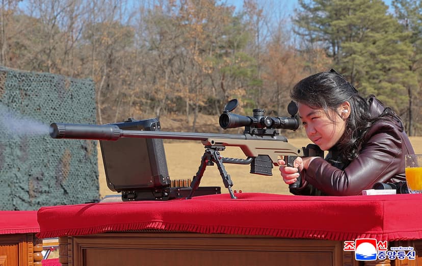 Kim Jong-un's daughter tests sniper rifle, leader gifts weapons to officials