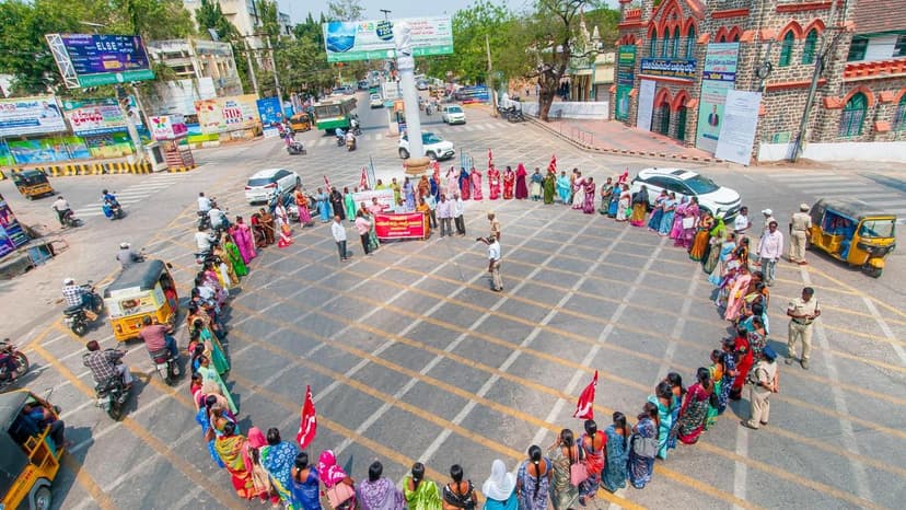 Anganwadi Workers Protest Arrest of Union Members in Ongole