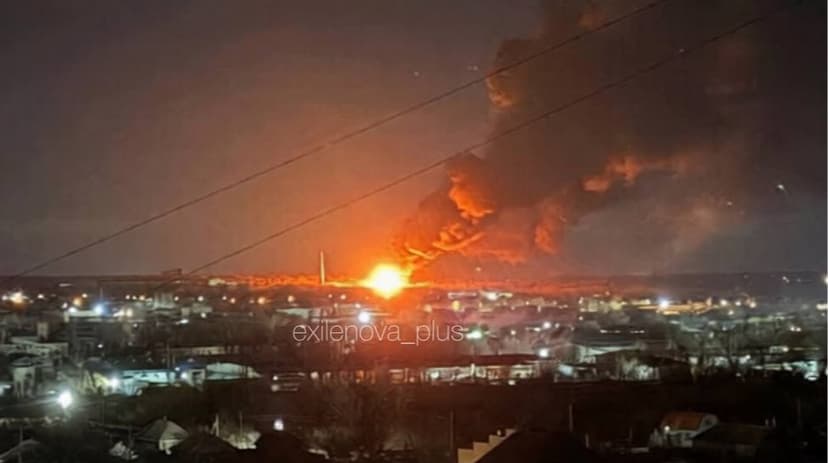 Ukrainian drones hit Russian oil depot in occupied Luhansk overnight – video