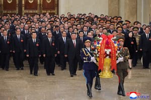 N. Korea's Kim visits family mausoleum with newly elected party officials after congress