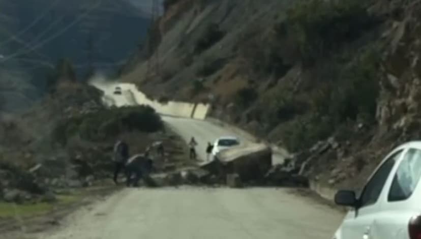 Landslide Damages Road Between Përmet and Skrapar in Albania