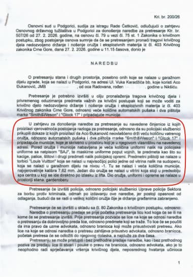 Montenegro: Aco Đukanović's Legal Team Claims Police Acted on Inaccurate Information