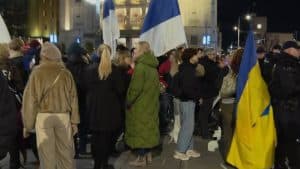 National Patrols Appear at Anti-War Rally in Belgrade on Ukraine War Anniversary