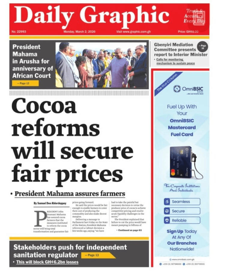 Today’s Front pages: Monday, March 2, 2026