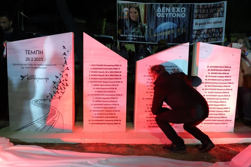 Memorial Unveiled for Tempi Train Crash Victims in Kaisariani, Greece