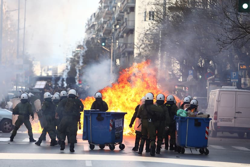 Protests and clashes in Thessaloniki after Tempi train tragedy anniversary
