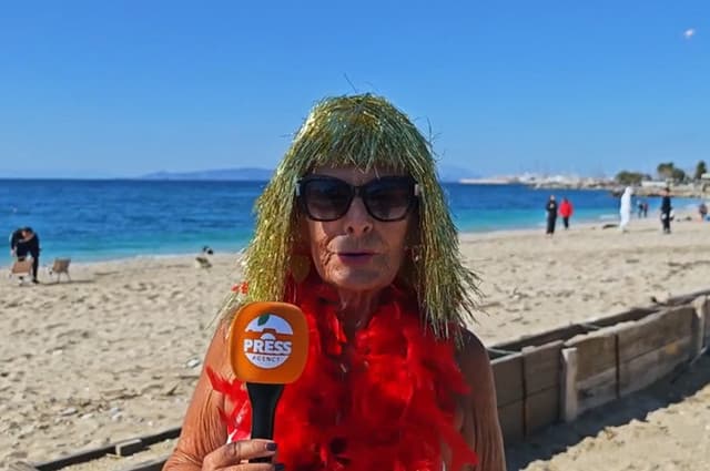 Winter Swimmers Celebrate Clean Monday at Alimos Beach