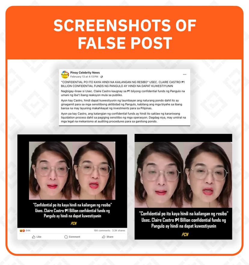 FACT CHECK: Claire Castro Quote Dismissing Scrutiny of Marcos’ Confidential Funds is Fake