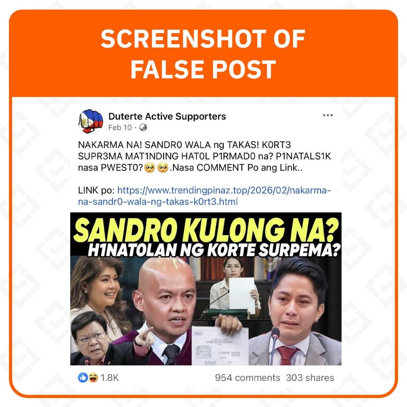 FACT CHECK: Sandro Marcos remains House majority leader; no SC ruling against him