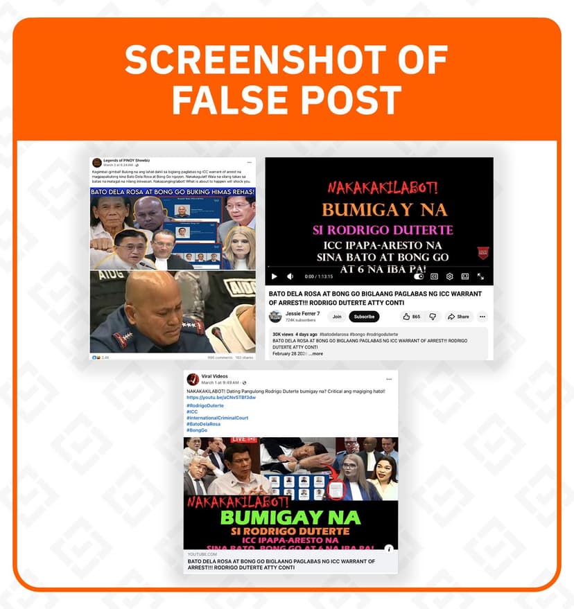 FACT CHECK: No confirmation yet on ICC arrest warrants for Dela Rosa, Go