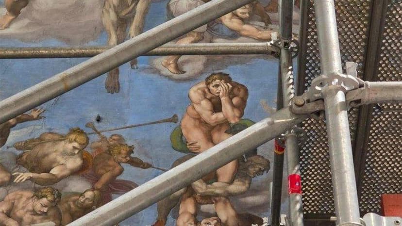 Last Judgment, work in progress: here's what's causing the white patina covering it